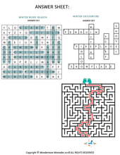 Load image into Gallery viewer, A Winter Activity Kit for Kids by Wondermom Shop featuring a printable maze and answer sheet.
