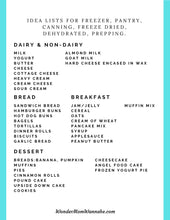 Load image into Gallery viewer, A printable Ultimate Prepper Guide featuring a comprehensive list of ideas for freezer, pantry, and dehydrated prepping, specifically designed to help individuals prepare for emergencies, by Wondermom Shop.
