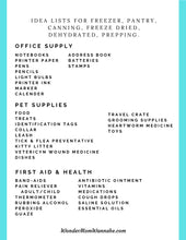Load image into Gallery viewer, A printable Ultimate Prepper Guide for emergencies, featuring an idea list for freezer and refrigerator, by Wondermom Shop.
