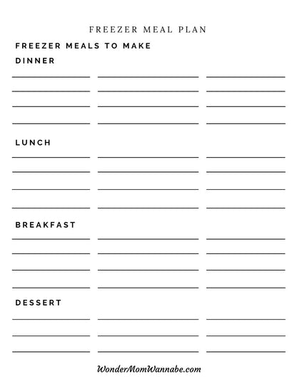 A printable Ultimate Prepper Guide with frozen meals to make dinner during emergencies by Wondermom Shop.