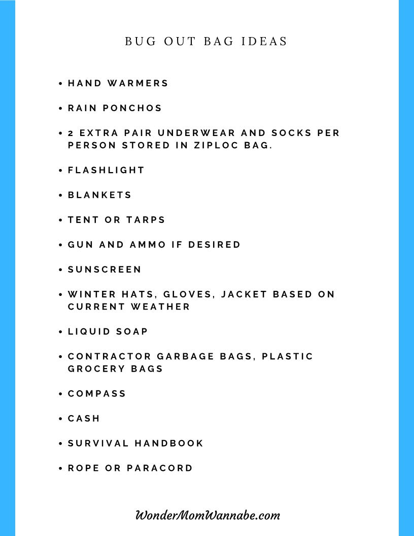 A printable Ultimate Prepper Guide featuring a list of bug out bag ideas for emergencies from Wondermom Shop.