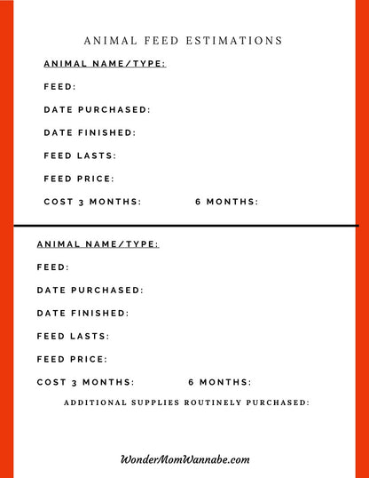 A printable Ultimate Prepper Guide by Wondermom Shop to calculate the cost of your pet's food for emergencies.