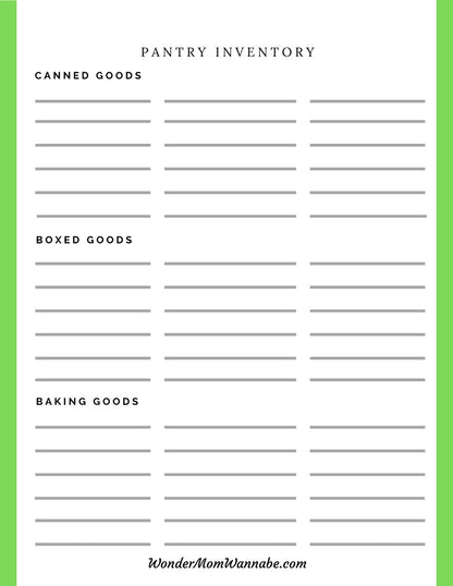 Printable Ultimate Prepper Guide pantry inventory sheet for emergencies by Wondermom Shop.