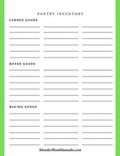 Load image into Gallery viewer, Printable Ultimate Prepper Guide pantry inventory sheet for emergencies by Wondermom Shop.
