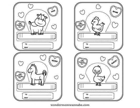 Farm Animal Valentine Finger Puppets
