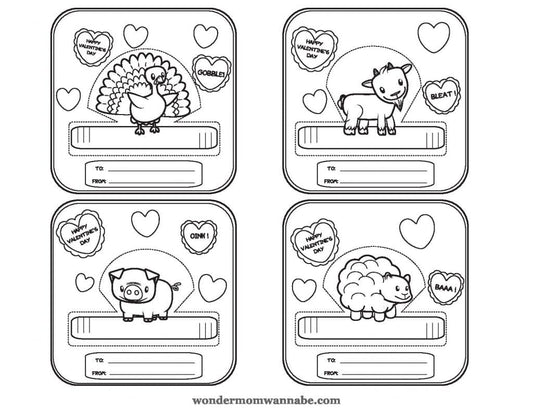 Farm Animal Valentine Finger Puppets