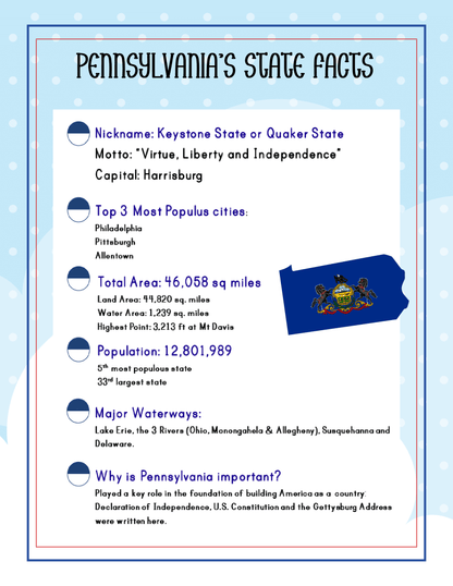 Pennsylvania Travel Guide and Activity Kit for Kids